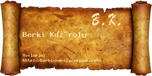 Berki Károly névjegykártya